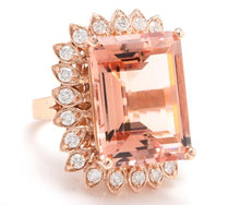 Load image into Gallery viewer, 26.80 Carats Exquisite Natural Peach Morganite and Diamond 14K Solid Rose Gold Ring