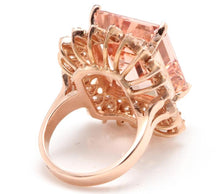 Load image into Gallery viewer, 26.80 Carats Exquisite Natural Peach Morganite and Diamond 14K Solid Rose Gold Ring