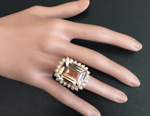 Load image into Gallery viewer, 26.80 Carats Exquisite Natural Peach Morganite and Diamond 14K Solid Rose Gold Ring