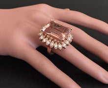 Load image into Gallery viewer, 26.80 Carats Exquisite Natural Peach Morganite and Diamond 14K Solid Rose Gold Ring