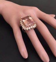 Load image into Gallery viewer, 26.80 Carats Exquisite Natural Peach Morganite and Diamond 14K Solid Rose Gold Ring
