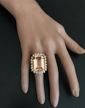 Load image into Gallery viewer, 26.80 Carats Exquisite Natural Peach Morganite and Diamond 14K Solid Rose Gold Ring