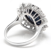 Load image into Gallery viewer, 9.80 Carats Exquisite Natural Blue Sapphire and Diamond 14K Solid White Gold Ring