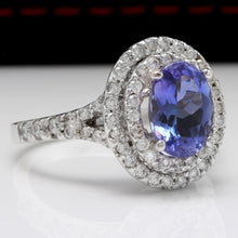 Load image into Gallery viewer, 4.00 Carats Natural Very Nice Looking Tanzanite and Diamond 14K Solid White Gold Ring