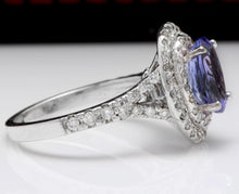 Load image into Gallery viewer, 4.00 Carats Natural Very Nice Looking Tanzanite and Diamond 14K Solid White Gold Ring