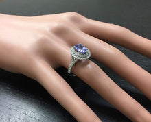 Load image into Gallery viewer, 4.00 Carats Natural Very Nice Looking Tanzanite and Diamond 14K Solid White Gold Ring