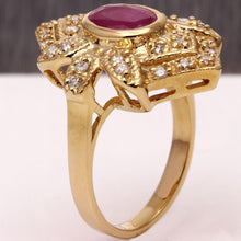 Load image into Gallery viewer, 2.81 Carats Impressive Natural Red Ruby and Diamond 14K Yellow Gold Ring