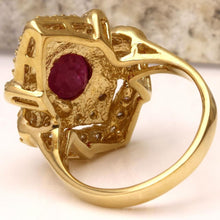 Load image into Gallery viewer, 2.81 Carats Impressive Natural Red Ruby and Diamond 14K Yellow Gold Ring