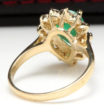 Load image into Gallery viewer, 3.00 Carats Natural Emerald and Diamond 14K Solid Yellow Gold Ring