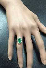 Load image into Gallery viewer, 3.00 Carats Natural Emerald and Diamond 14K Solid Yellow Gold Ring
