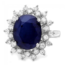 Load image into Gallery viewer, 7.85 Carats Exquisite Natural Blue Sapphire and Diamond 14K Solid White Gold Ring
