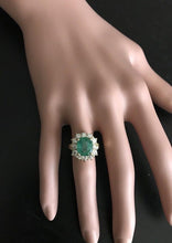 Load image into Gallery viewer, 5.30 Carats Natural Emerald and Diamond 14K Solid Yellow Gold Ring