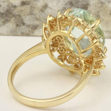 Load image into Gallery viewer, 7.59 Carats Exquisite Natural Aquamarine and Diamond 14K Solid Yellow Gold Ring