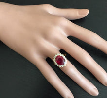 Load image into Gallery viewer, 6.70 Carats Impressive Red Ruby and Natural Diamond 14K Yellow Gold Ring