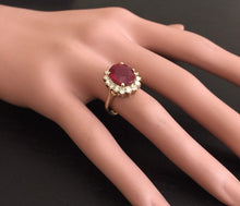 Load image into Gallery viewer, 6.70 Carats Impressive Red Ruby and Natural Diamond 14K Yellow Gold Ring