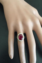 Load image into Gallery viewer, 6.70 Carats Impressive Red Ruby and Natural Diamond 14K Yellow Gold Ring
