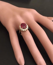 Load image into Gallery viewer, 6.70 Carats Impressive Red Ruby and Natural Diamond 14K Yellow Gold Ring