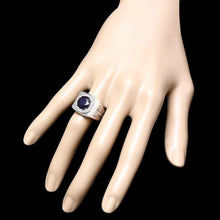 Load image into Gallery viewer, 4.40ct Natural Blue Sapphire &amp; Diamond 14k Solid White Gold Men's Ring