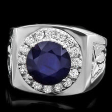 Load image into Gallery viewer, 4.40ct Natural Blue Sapphire &amp; Diamond 14k Solid White Gold Men's Ring