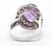 Load image into Gallery viewer, 7.20 Carats Natural Amethyst and Diamond 14K Solid White Gold Ring