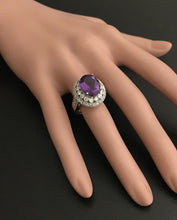 Load image into Gallery viewer, 7.20 Carats Natural Amethyst and Diamond 14K Solid White Gold Ring