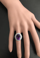 Load image into Gallery viewer, 7.20 Carats Natural Amethyst and Diamond 14K Solid White Gold Ring