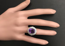 Load image into Gallery viewer, 7.20 Carats Natural Amethyst and Diamond 14K Solid White Gold Ring