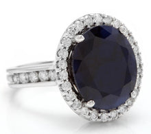 Load image into Gallery viewer, 9.80 Carats Natural Sapphire and Diamond 14K Solid White Gold Ring