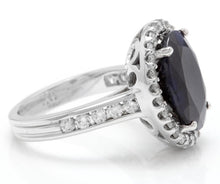 Load image into Gallery viewer, 9.80 Carats Natural Sapphire and Diamond 14K Solid White Gold Ring