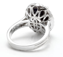 Load image into Gallery viewer, 9.80 Carats Natural Sapphire and Diamond 14K Solid White Gold Ring