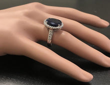 Load image into Gallery viewer, 9.80 Carats Natural Sapphire and Diamond 14K Solid White Gold Ring