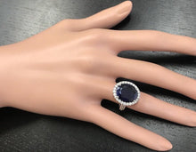 Load image into Gallery viewer, 9.80 Carats Natural Sapphire and Diamond 14K Solid White Gold Ring