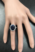 Load image into Gallery viewer, 9.80 Carats Natural Sapphire and Diamond 14K Solid White Gold Ring