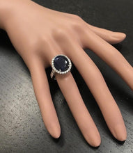 Load image into Gallery viewer, 9.80 Carats Natural Sapphire and Diamond 14K Solid White Gold Ring