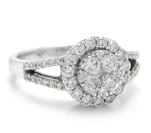 Load image into Gallery viewer, Splendid 1.10 Carats Natural Diamond 18K Solid White Gold Ring