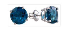 Load image into Gallery viewer, Exquisite Top Quality 4.50 Carats Natural London Blue Topaz 14K Solid White Gold Stud Earrings