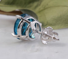 Load image into Gallery viewer, Exquisite Top Quality 4.50 Carats Natural London Blue Topaz 14K Solid White Gold Stud Earrings