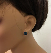 Load image into Gallery viewer, Exquisite Top Quality 4.50 Carats Natural London Blue Topaz 14K Solid White Gold Stud Earrings