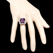 Load image into Gallery viewer, 7.90 Carats Natural Amethyst and Diamond 14K Solid White Gold Ring