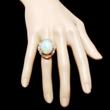 Load image into Gallery viewer, 14.65 Carats Natural Impressive Ethiopian Opal and Diamond 14K Solid Yellow Gold Ring