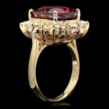 Load image into Gallery viewer, 8.85 Carats Natural Very Nice Looking Tourmaline and Diamond 14K Solid Yellow Gold Ring