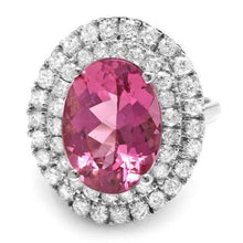 Load image into Gallery viewer, 7.85ct Natural Pink Tourmaline and Diamond 14k Solid White Gold Ring
