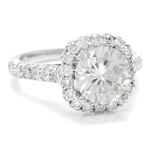 Load image into Gallery viewer, 3.75 Carats Exquisite Natural Diamond and Moissanite 14K Solid White Gold Ring