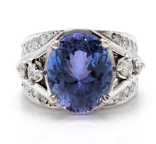Load image into Gallery viewer, 7.00 Carats Natural Very Nice Looking Tanzanite and Diamond 14K Solid White Gold Ring