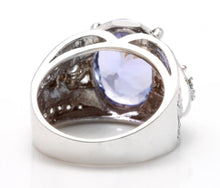 Load image into Gallery viewer, 7.00 Carats Natural Very Nice Looking Tanzanite and Diamond 14K Solid White Gold Ring