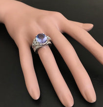 Load image into Gallery viewer, 7.00 Carats Natural Very Nice Looking Tanzanite and Diamond 14K Solid White Gold Ring