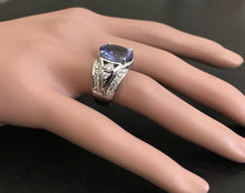 Load image into Gallery viewer, 7.00 Carats Natural Very Nice Looking Tanzanite and Diamond 14K Solid White Gold Ring
