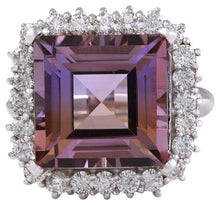 Load image into Gallery viewer, 13.45 Carats Natural Ametrine and Diamond 14K Solid White Gold Ring