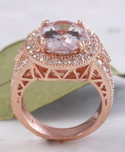 Load image into Gallery viewer, 7.50 Carats Exquisite Natural Peach Morganite and Diamond 14K Solid Rose Gold Ring