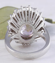 Load image into Gallery viewer, 12.02 Carats Exquisite Natural Pink Kunzite and Diamond 14K Solid White Gold Ring